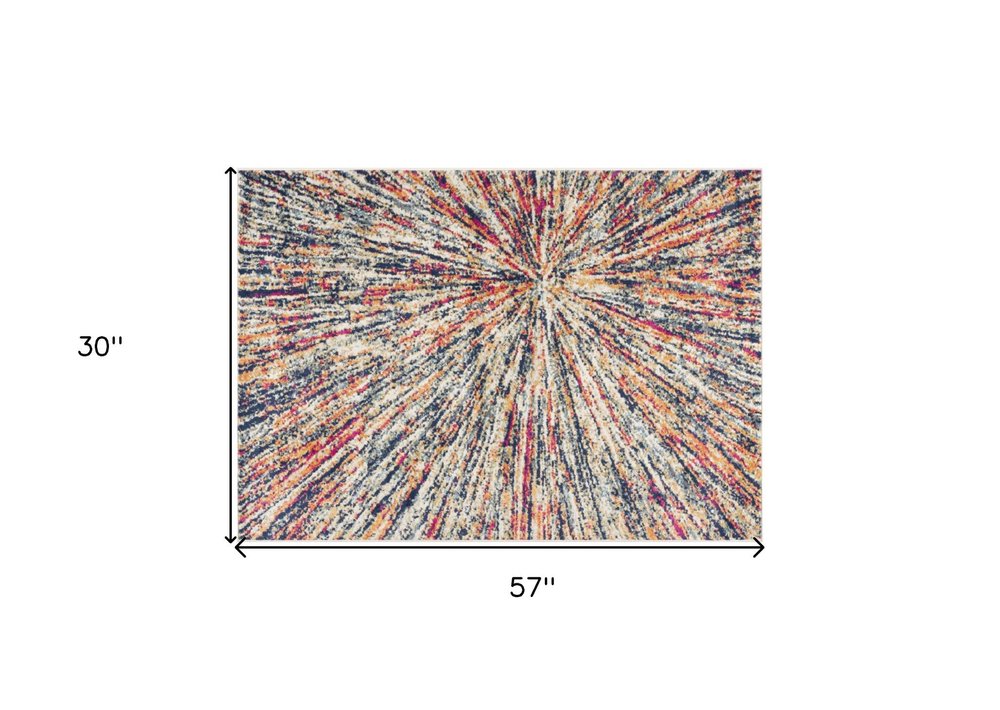 2' X 4' Cream Abstract Area Rug