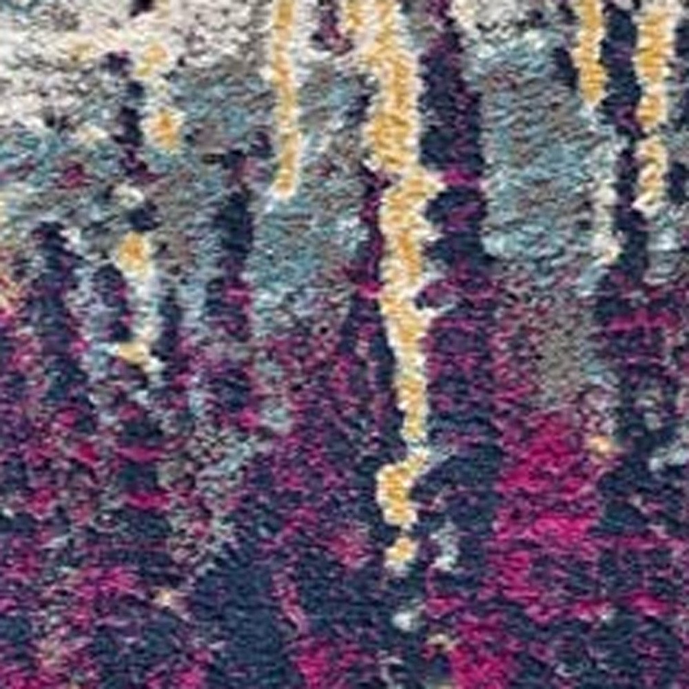 5' X 7' Gray Ivory And Magenta Abstract Area Rug