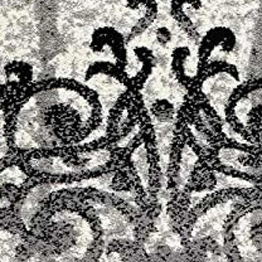 10' Gray Damask Dhurrie Runner Rug