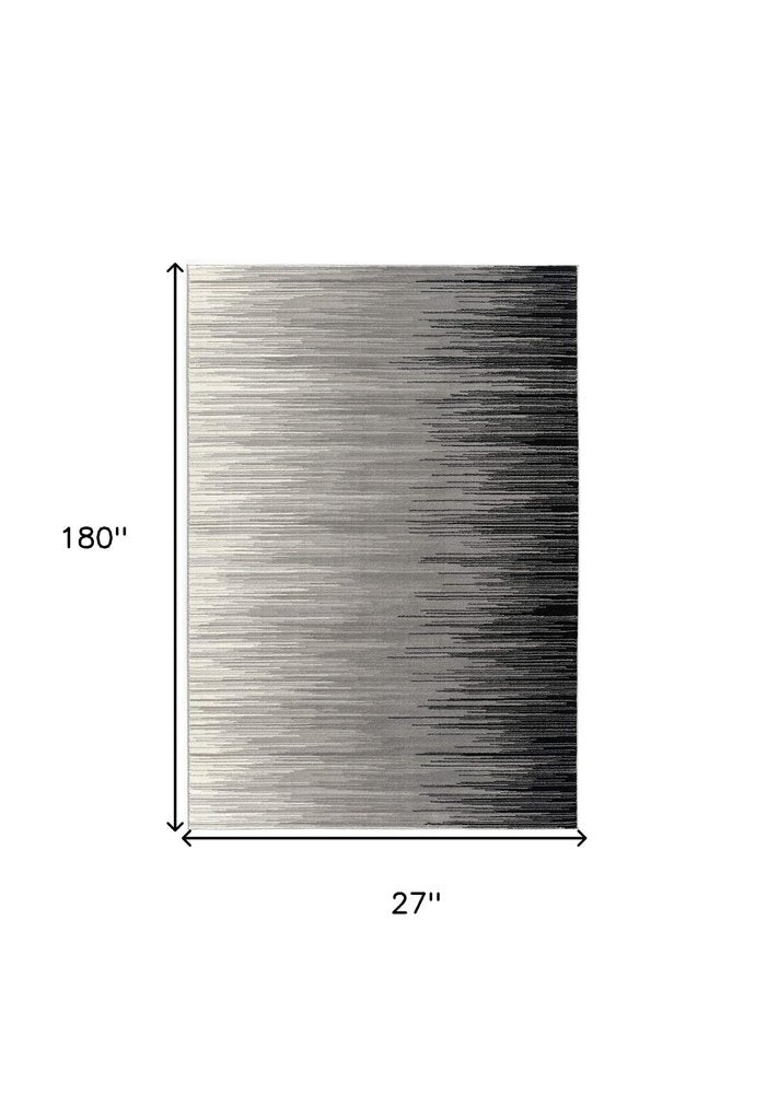 3' X 5' Black And Gray Striped Area Rug