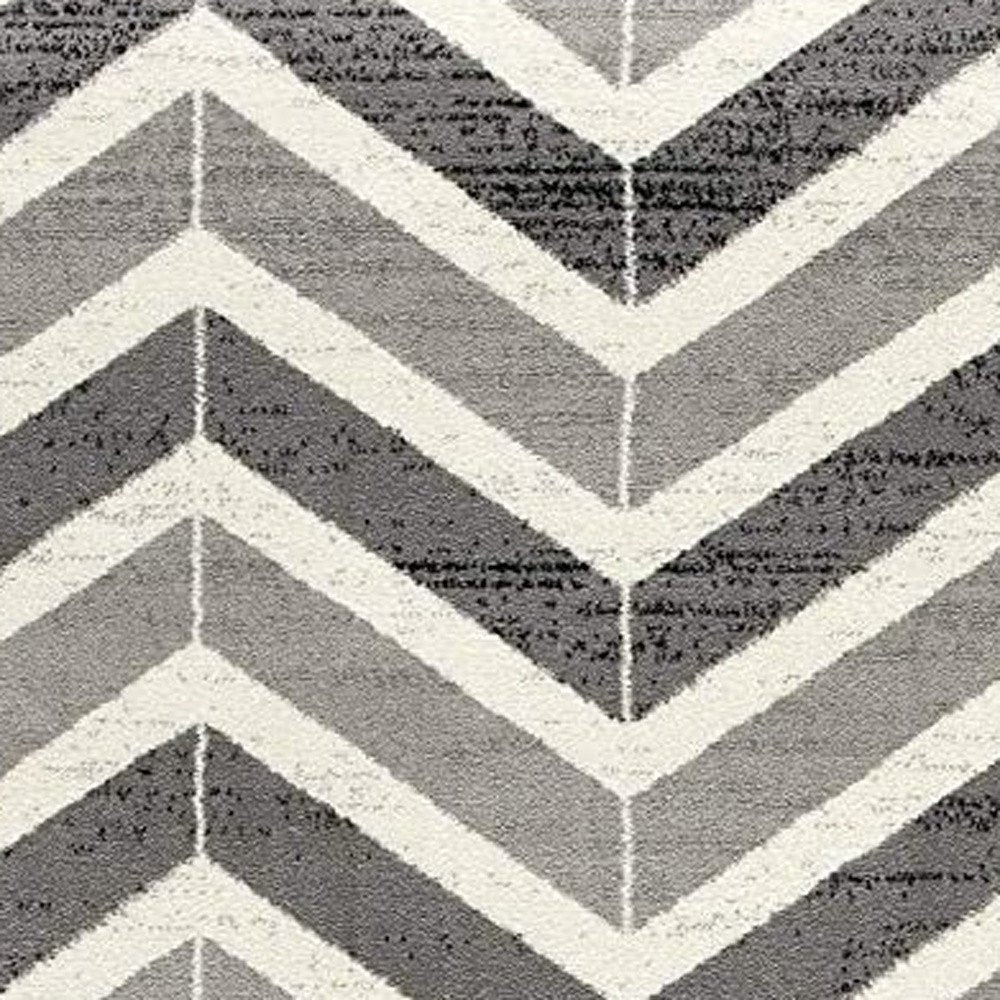 7' X 9' Gray Chevron Dhurrie Area Rug