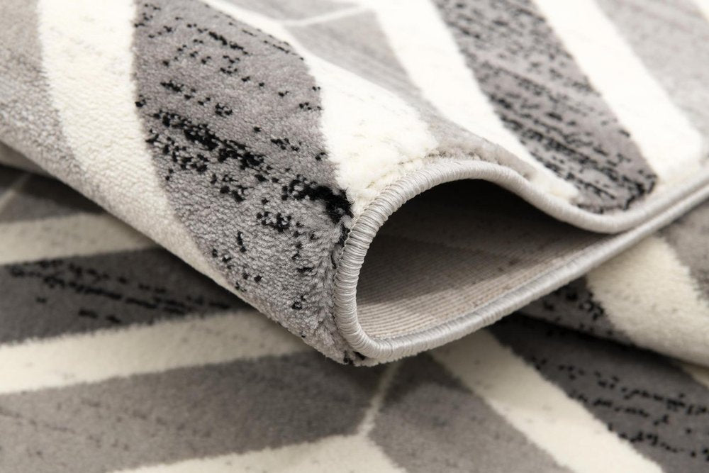 20' Gray And Ivory Chevron Distressed Runner Rug