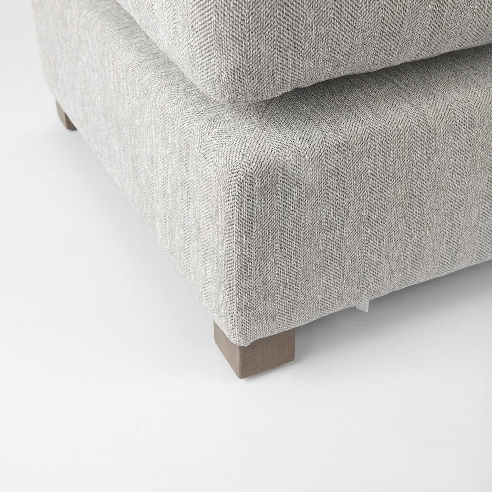 26" Light Gray Fabric and Brown Cocktail Ottoman