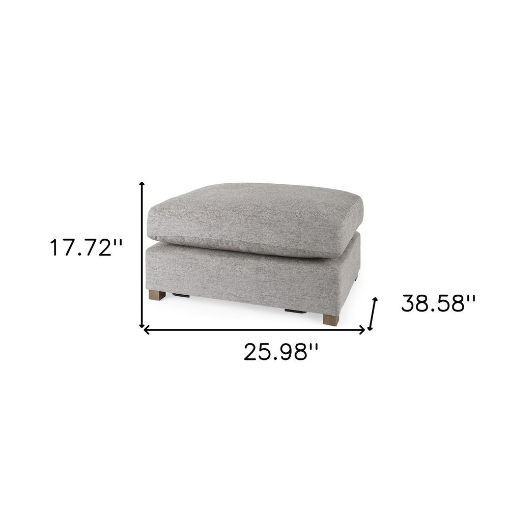 26" Gray Fabric and Brown Cocktail Ottoman