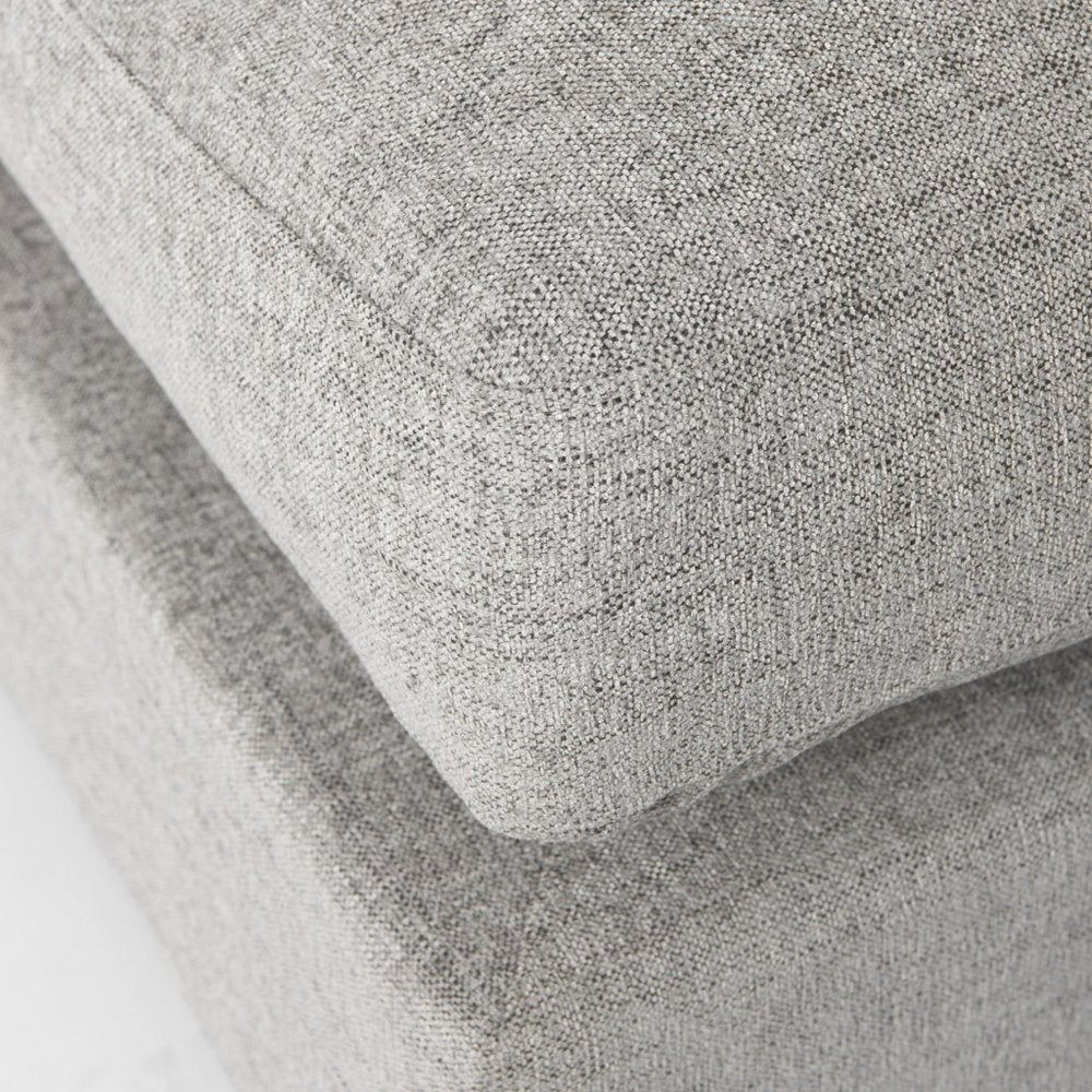 26" Gray Fabric and Brown Cocktail Ottoman
