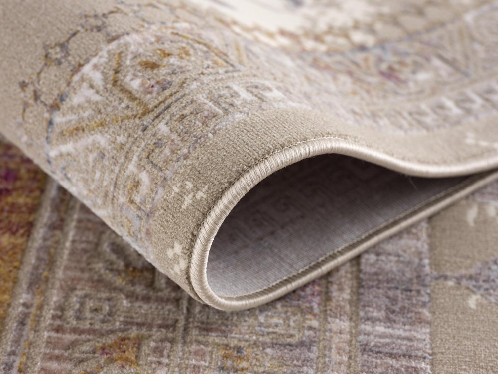 8' X 11' Beige and Ivory Medallion Non Skid Area Rug