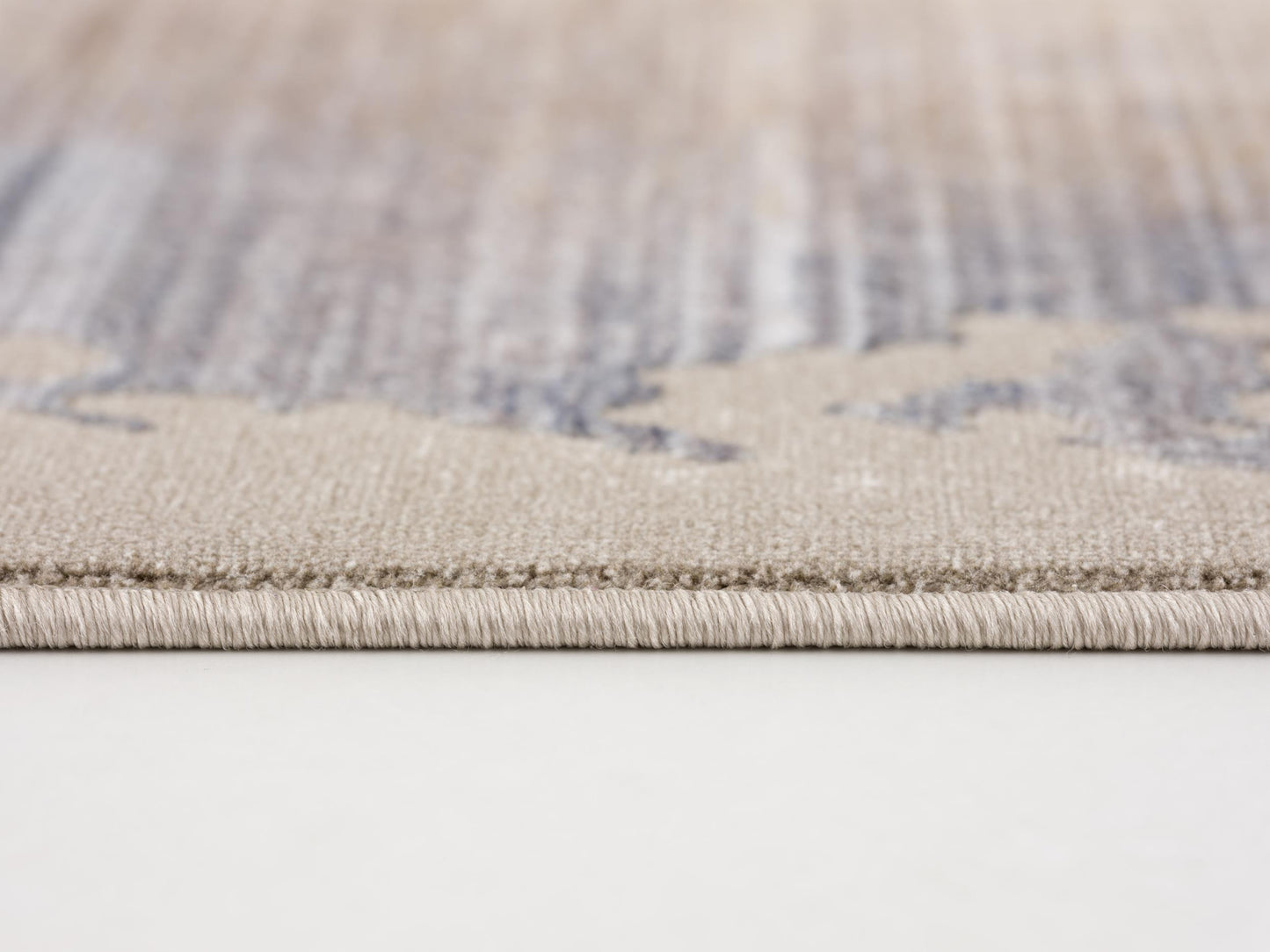 10' Beige And Blue Abstract Runner Rug