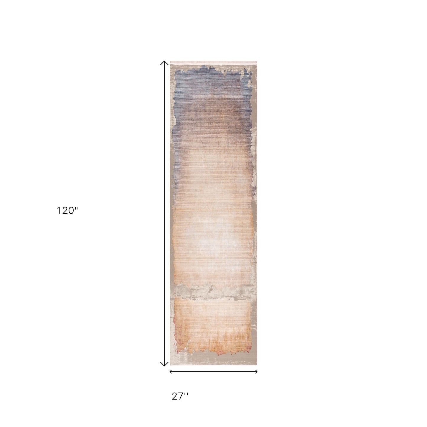 10' Beige And Blue Abstract Runner Rug