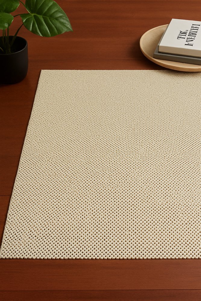 6' x 9' Ivory Striped Weave Non Slip Rug Pad