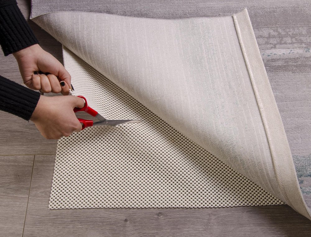 6' x 9' Ivory Striped Weave Non Slip Rug Pad