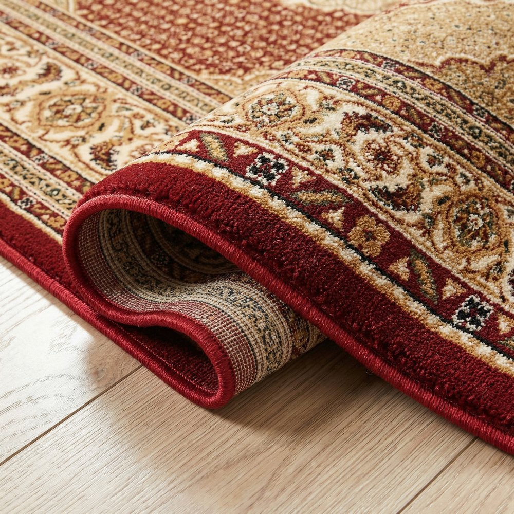 10' Red And Beige Oriental Runner Rug