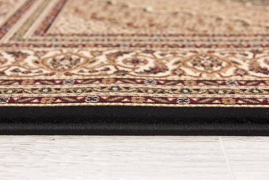 10' Beige And Black Medallion Runner Rug