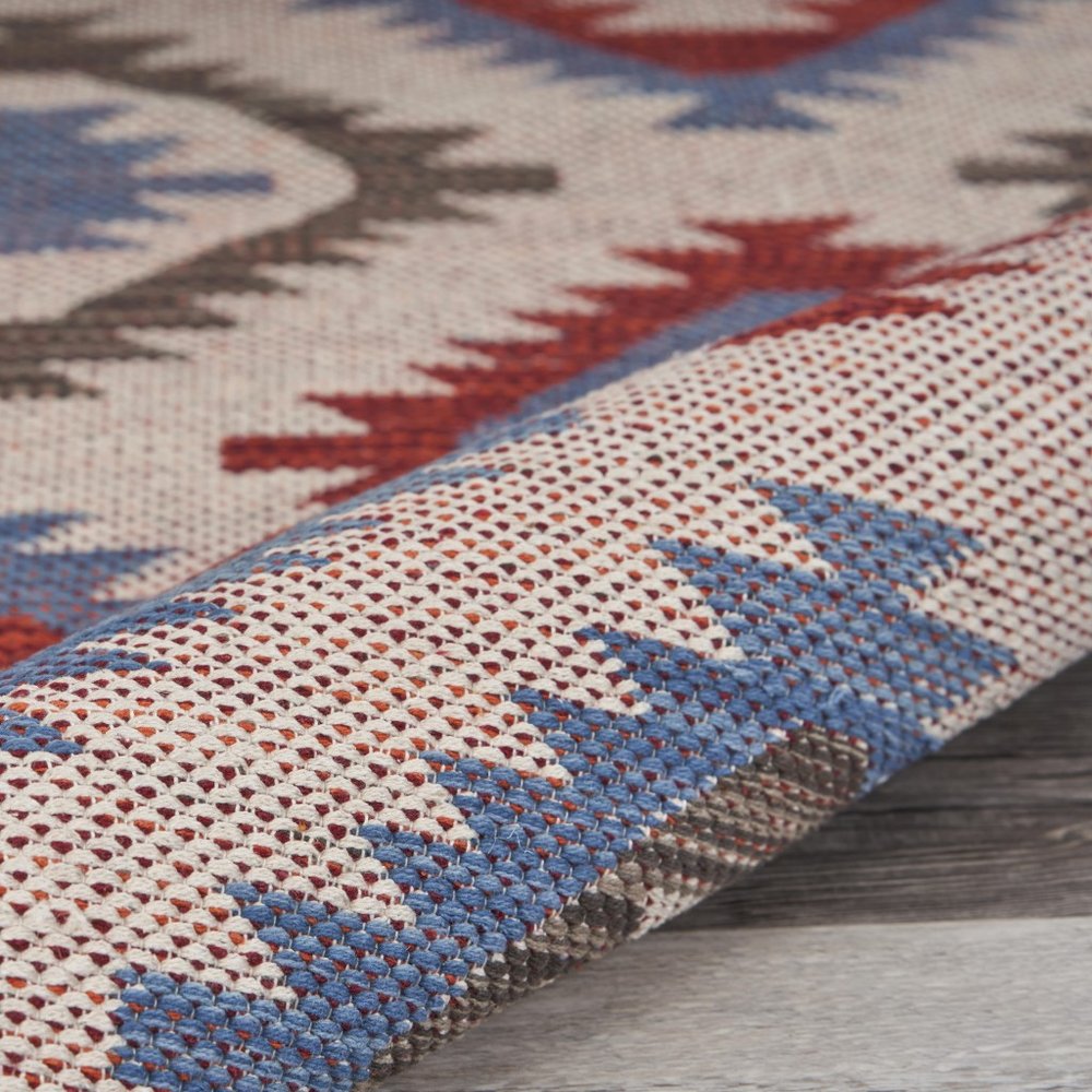 5' X 7' Red and Blue Geometric Diamonds Area Rug