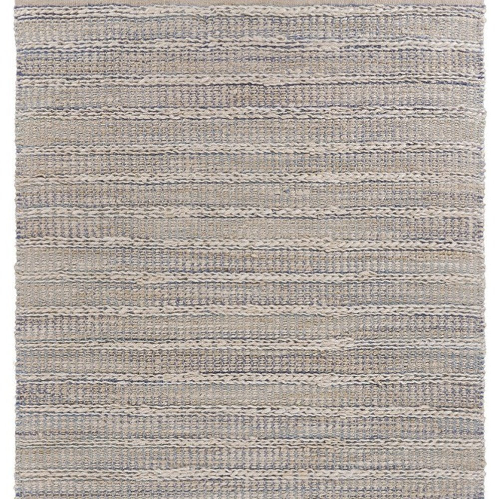 8' X 10' Blue and Cream Braided Jute Area Rug