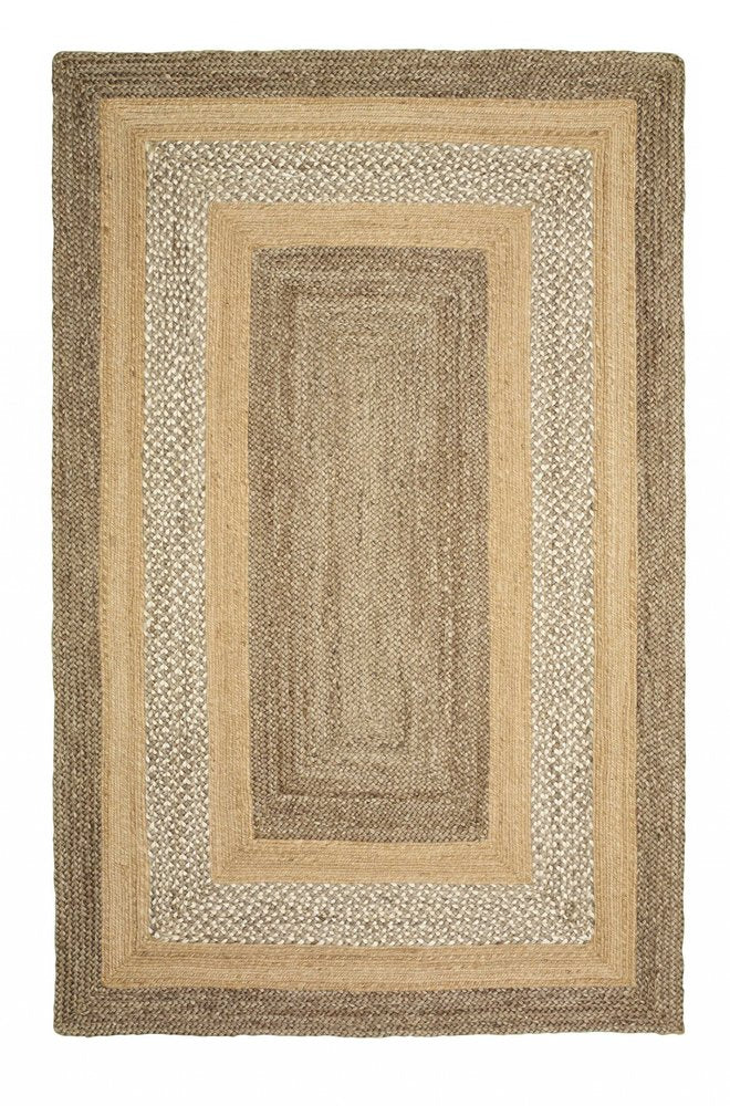 4' X 6' Tan and Beige Bordered Area Rug