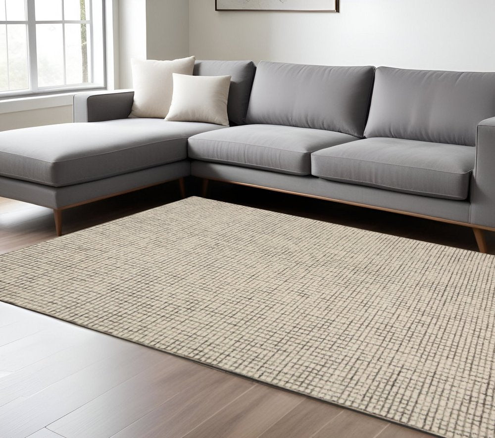 5' X 8' Ivory Wool Hand Loomed Area Rug