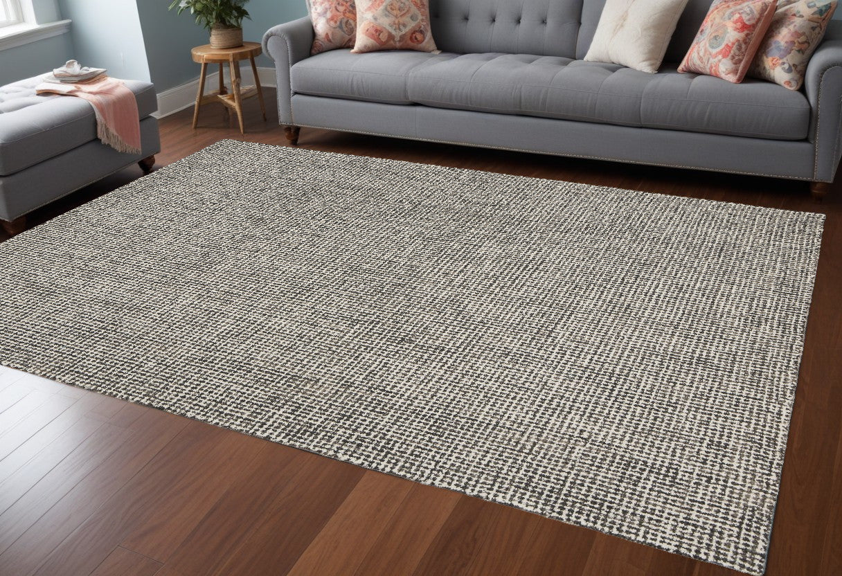 9' X 12' Gray Interwoven Maze Area Rug