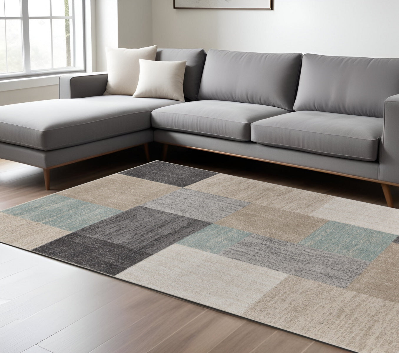 8' X 10' Gray and Ivory Area Rug