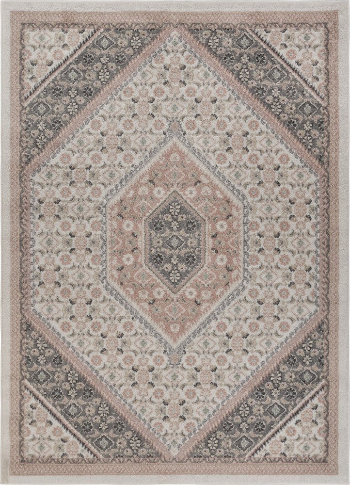 8' X 10' Gray and Soft Pink Traditional Area Rug