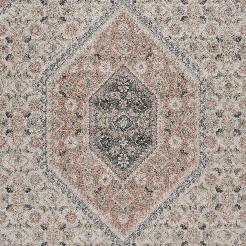 8' X 10' Gray and Soft Pink Traditional Area Rug