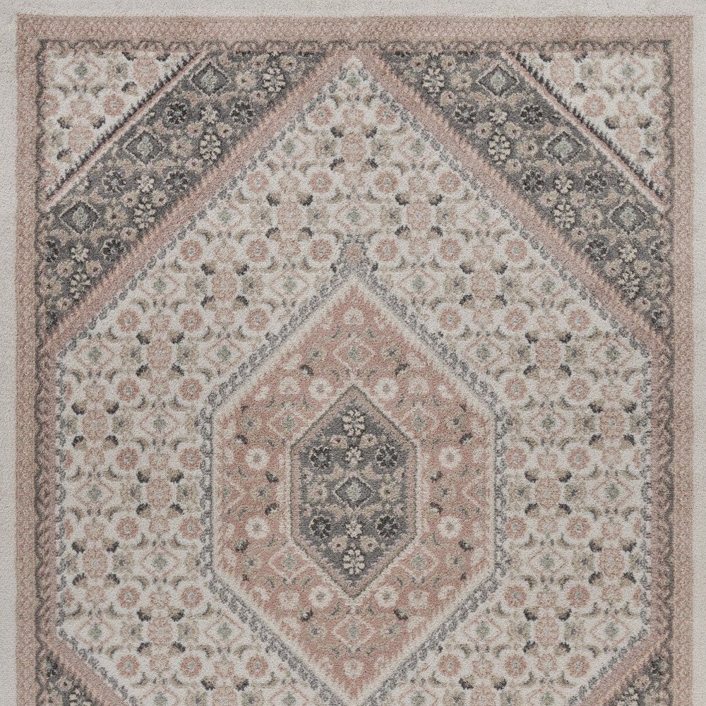 8' X 10' Gray and Soft Pink Traditional Area Rug