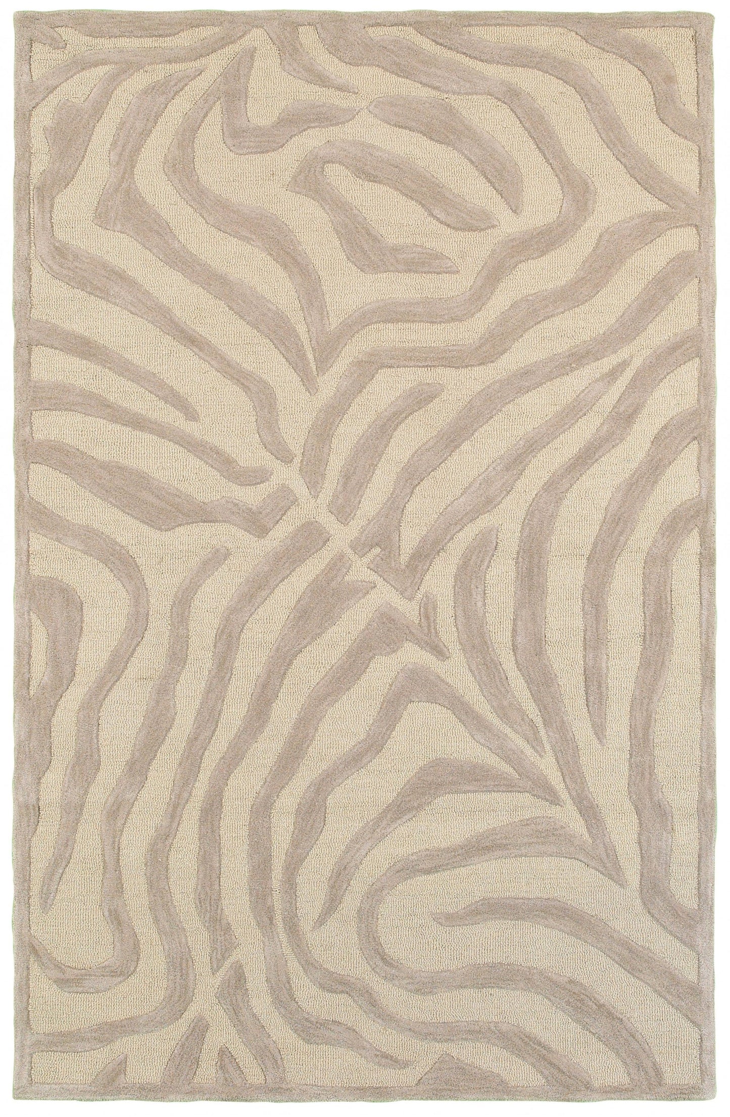 3' Round Taupe Zebra Pattern Area Rug