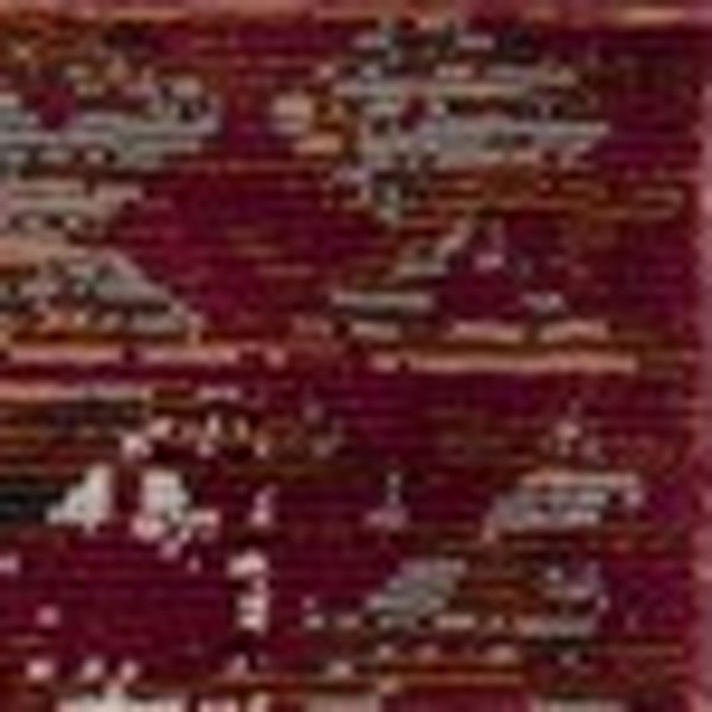 8' X 10' Brown Dark Red And Ivory Geometric Distressed Area Rug