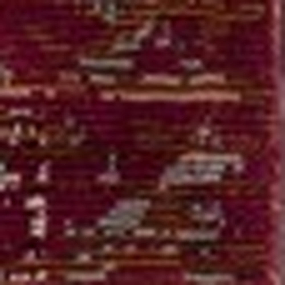 8' X 10' Brown Dark Red And Ivory Geometric Distressed Area Rug