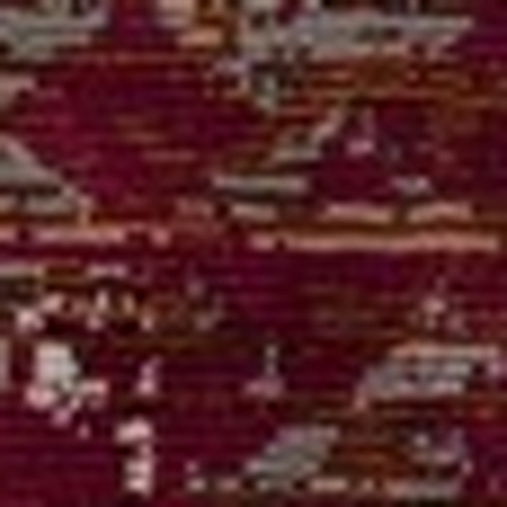 8' X 10' Brown Dark Red And Ivory Geometric Distressed Area Rug