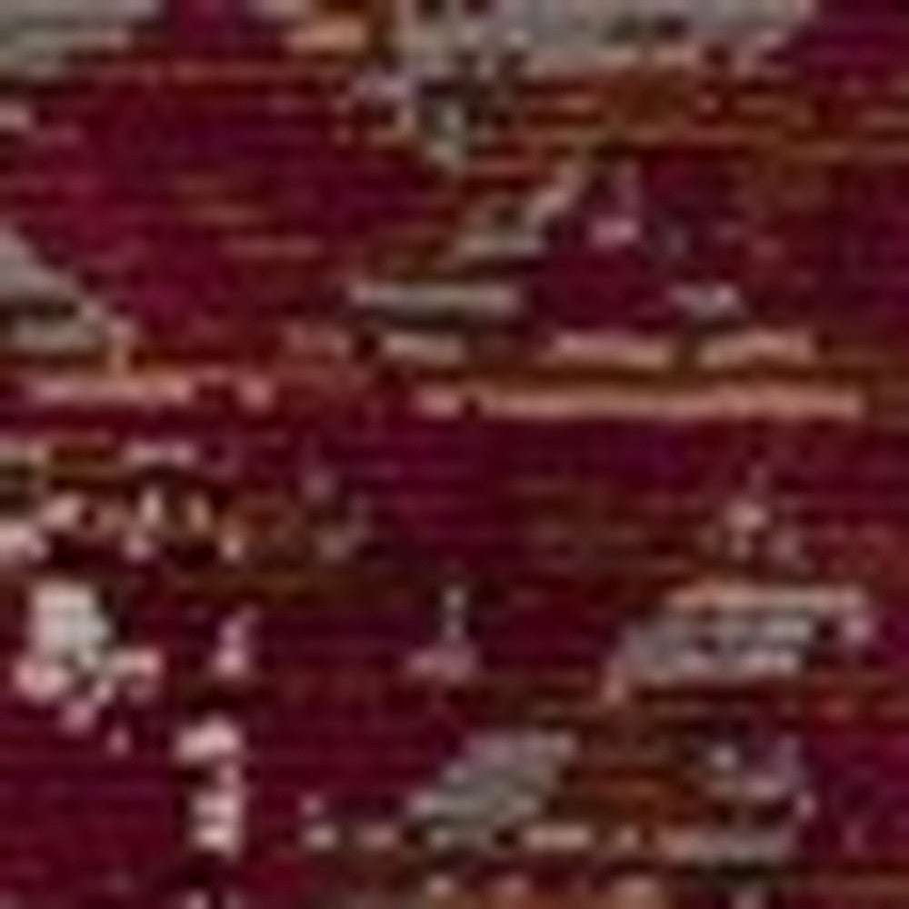 8' X 10' Brown Dark Red And Ivory Geometric Distressed Area Rug