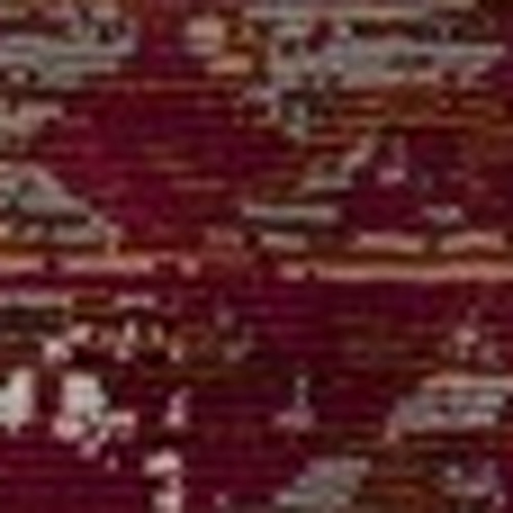 8' X 10' Brown Dark Red And Ivory Geometric Distressed Area Rug