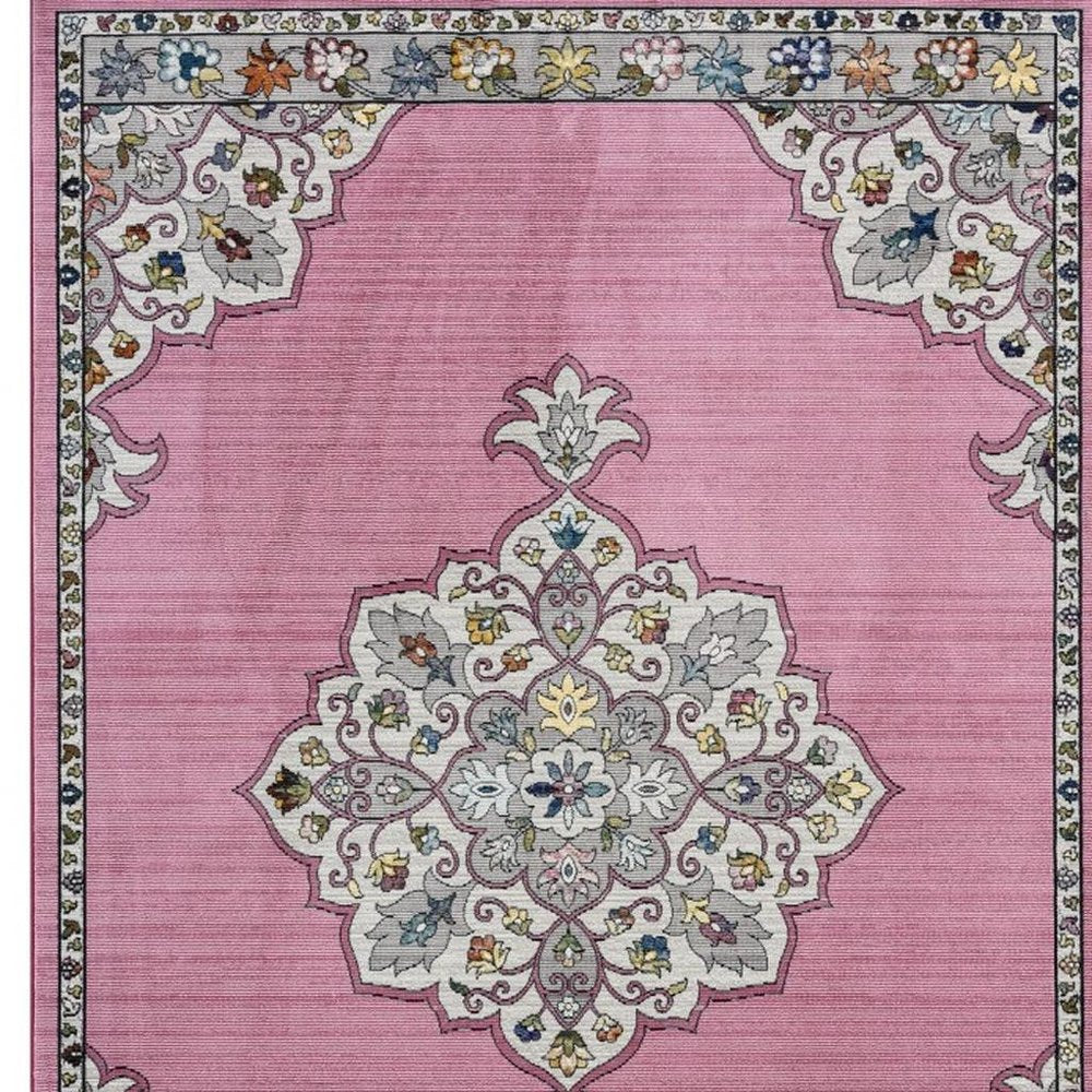 8' X 10' Pink Traditional Medallion Area Rug
