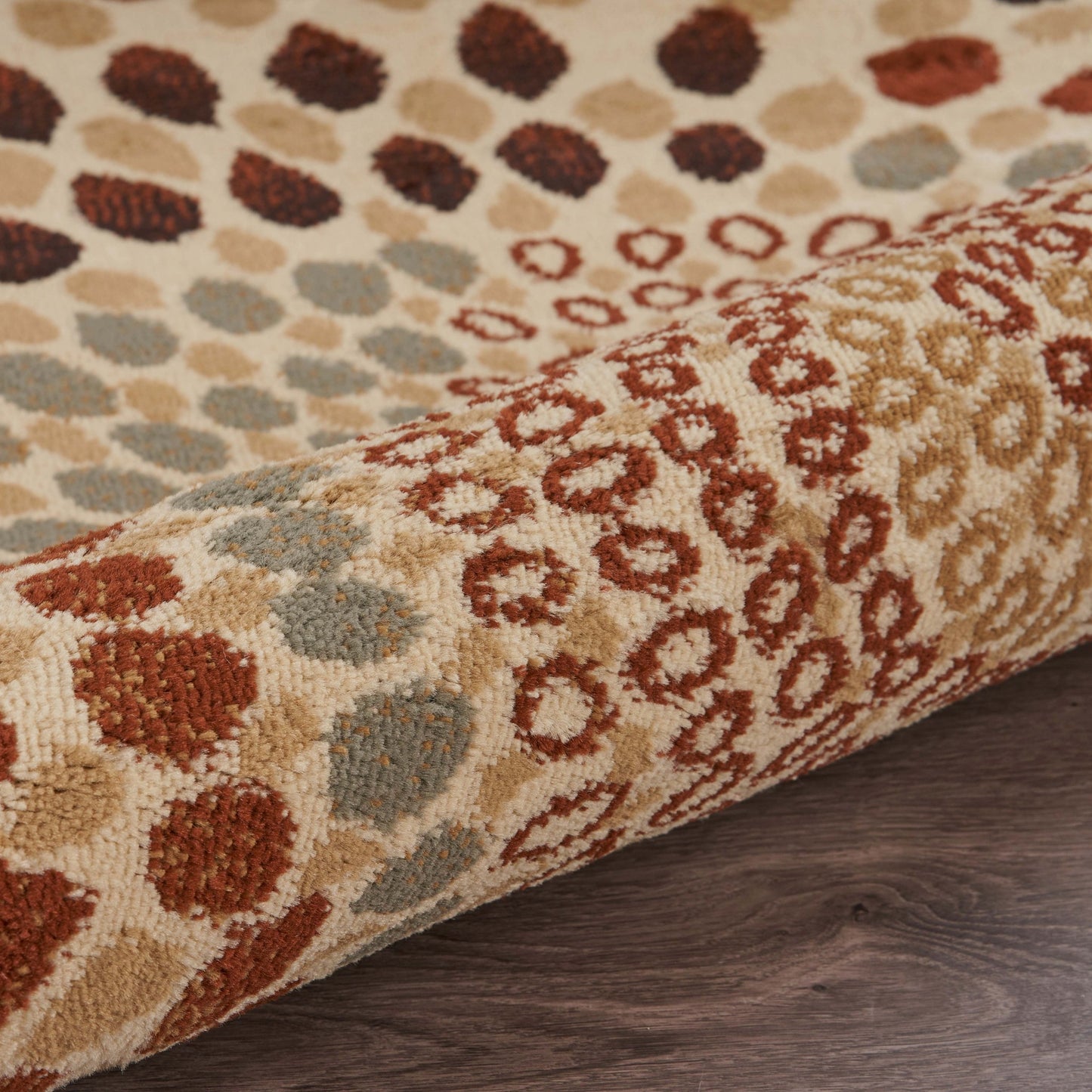 8' X 10' Cream and Brown Swirls Area Rug