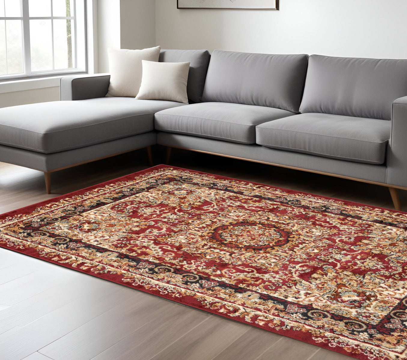 5' X 7' Red Royal Medallion Area Rug