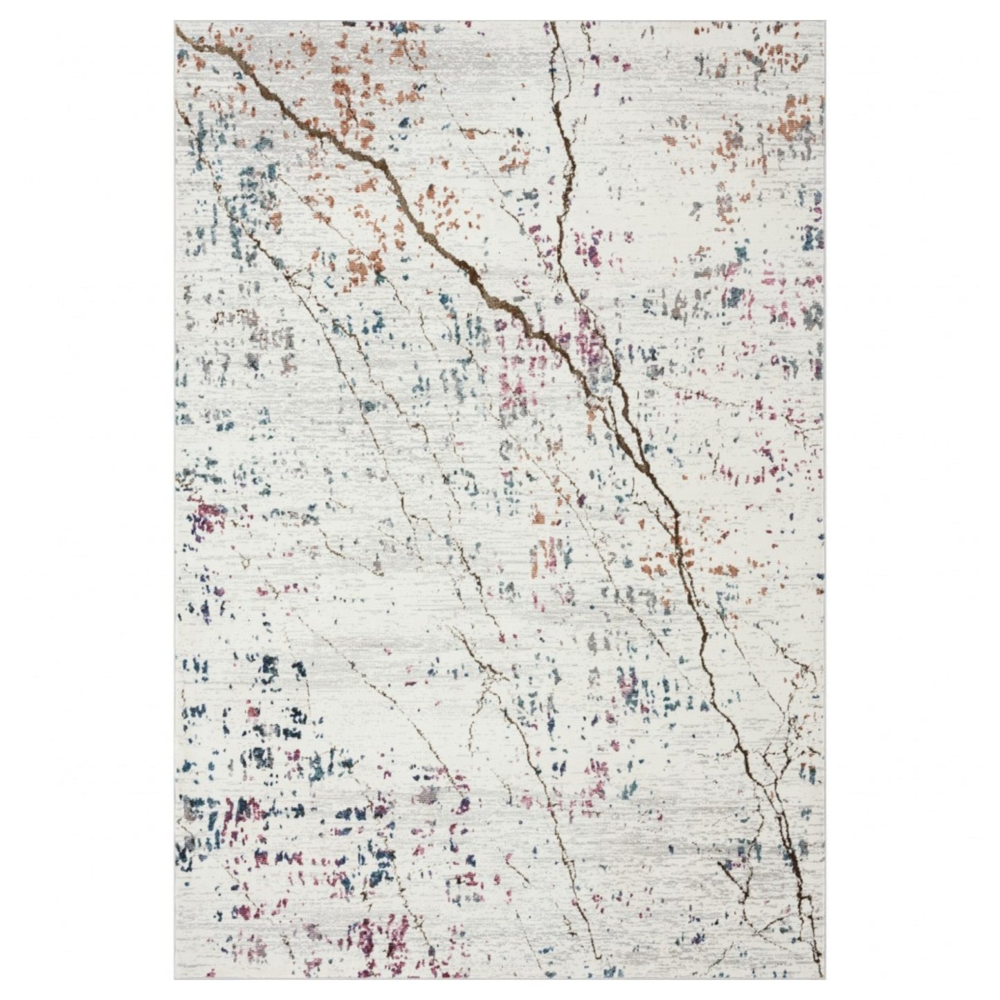 5' X 8' White Abstract Marble Area Rug