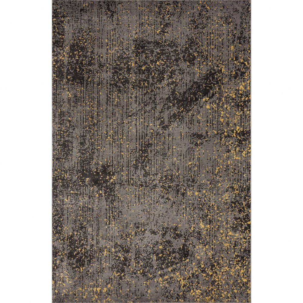 5' X 8' Gray and Yellow Abstract Sprinkle Area Rug
