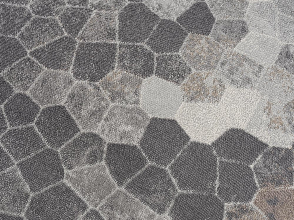 5' X 8' Beige Cobblestone Pattern Area Rug