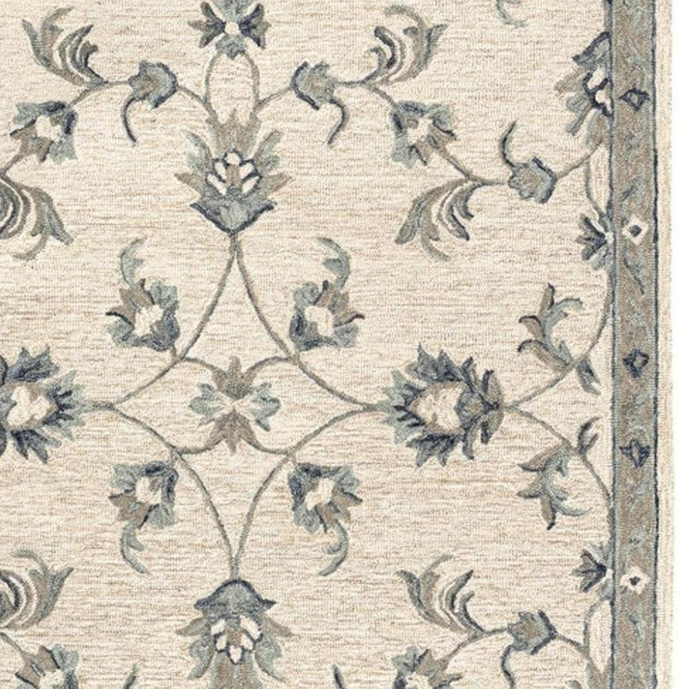 5' X 7' Light Blue Wool Hand Tufted Area Rug