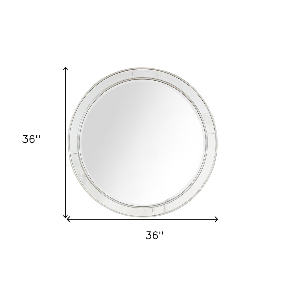 36" Silver Round Framed Accent Mirror