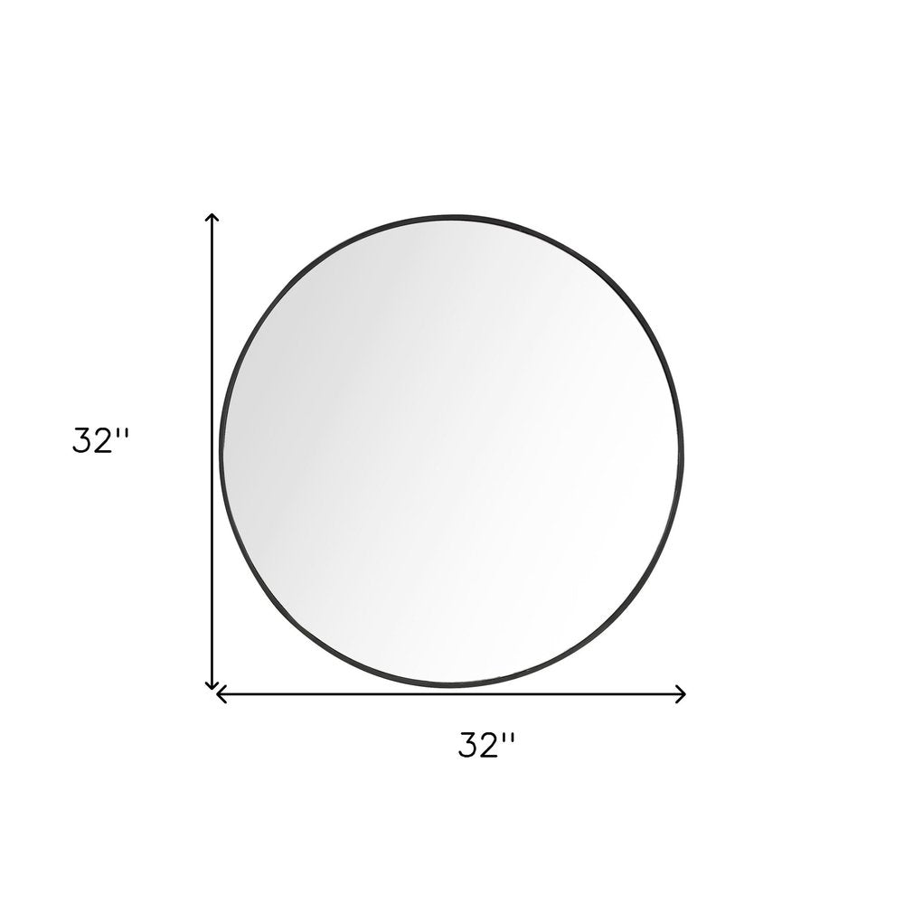 32" Black Round Framed Accent Mirror