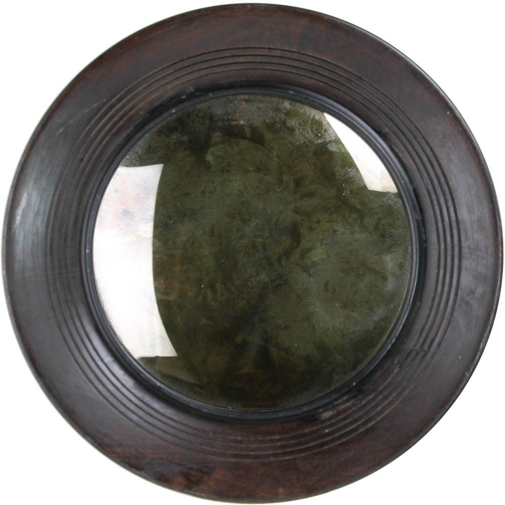 12" Espresso Round Framed Accent Mirror