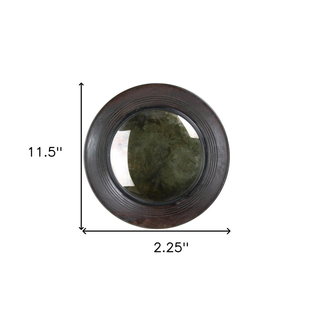 12" Espresso Round Framed Accent Mirror
