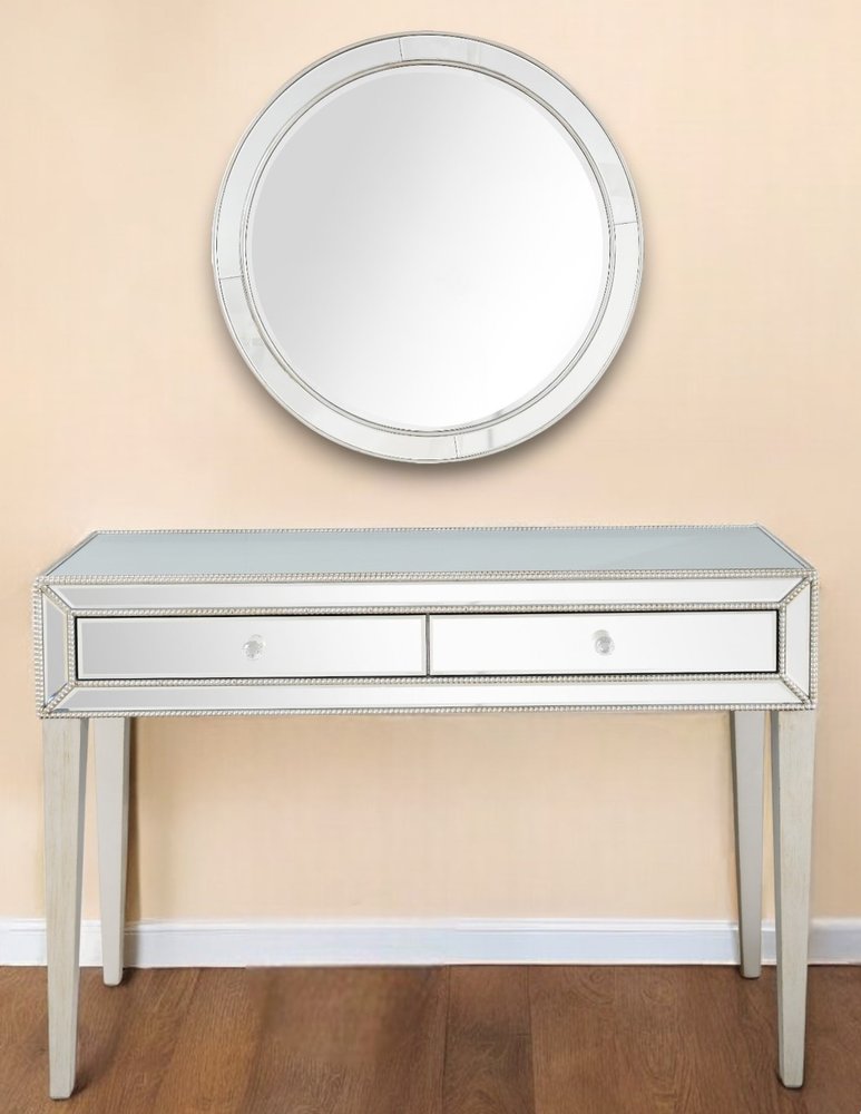 48" Silver Mirrored Glass Console Table