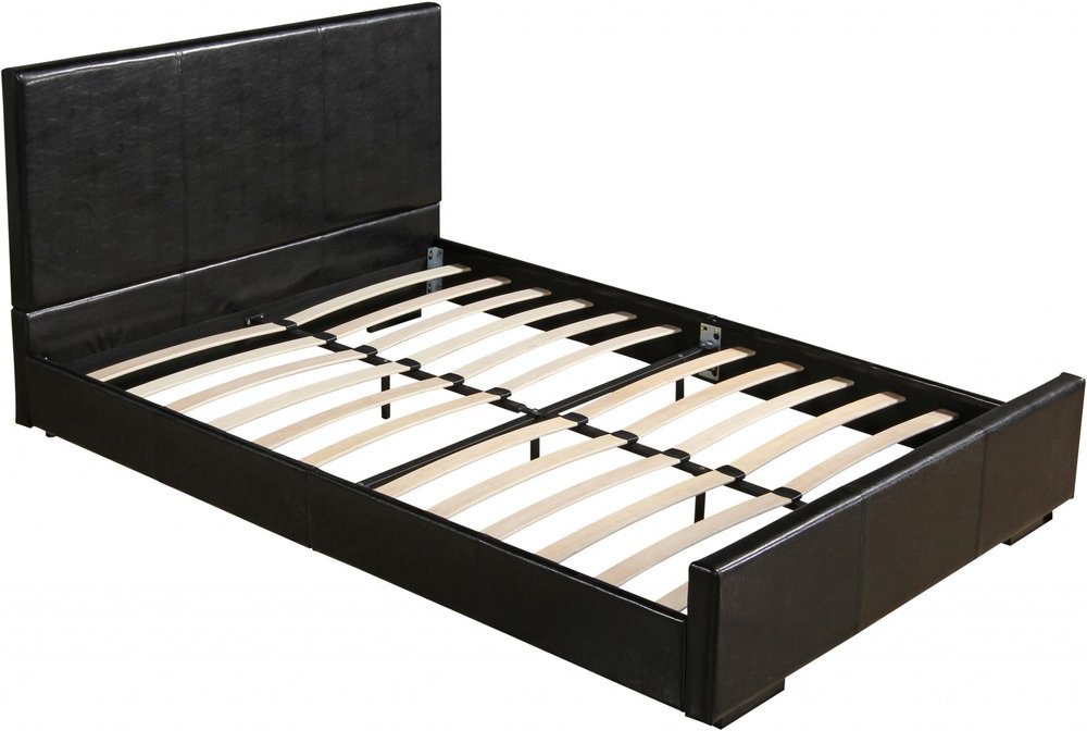 Black Faux Leather King Bed Frame