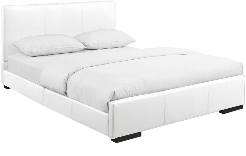 White Faux Leather Queen Bed Frame