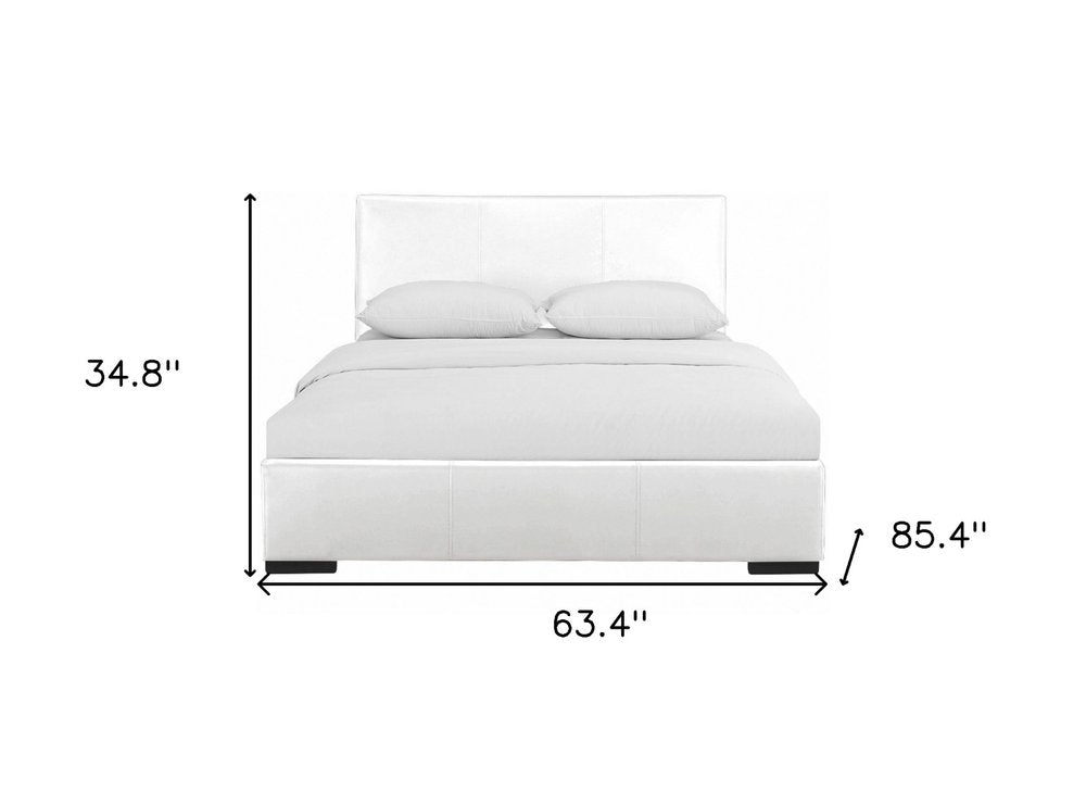 White Faux Leather Queen Bed Frame
