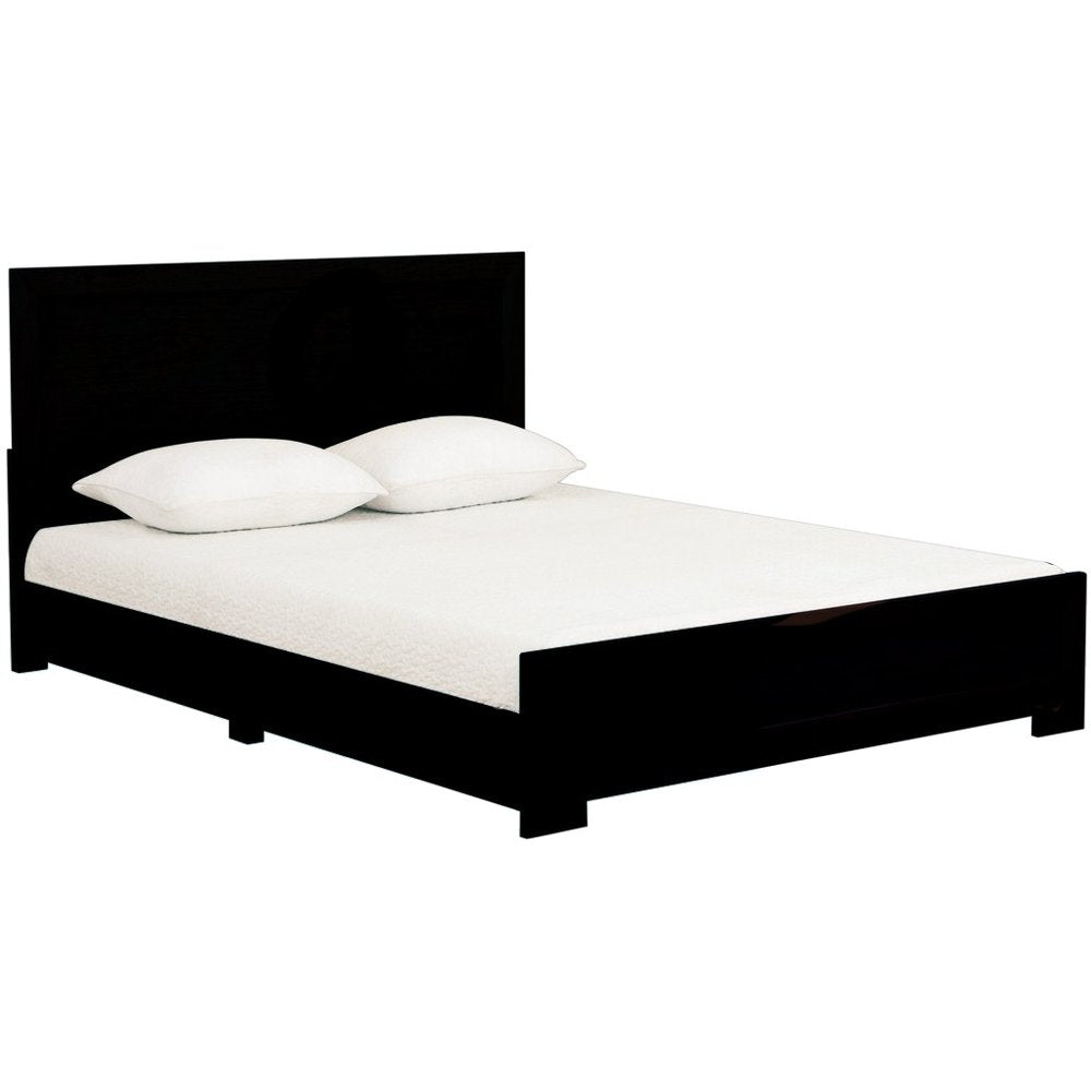 Black Inlaid Panels Solid Wood Full Bed Frame