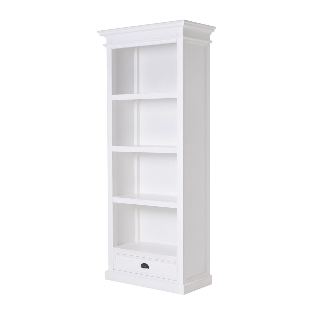 White Solid Wood Four Tier Bookcase