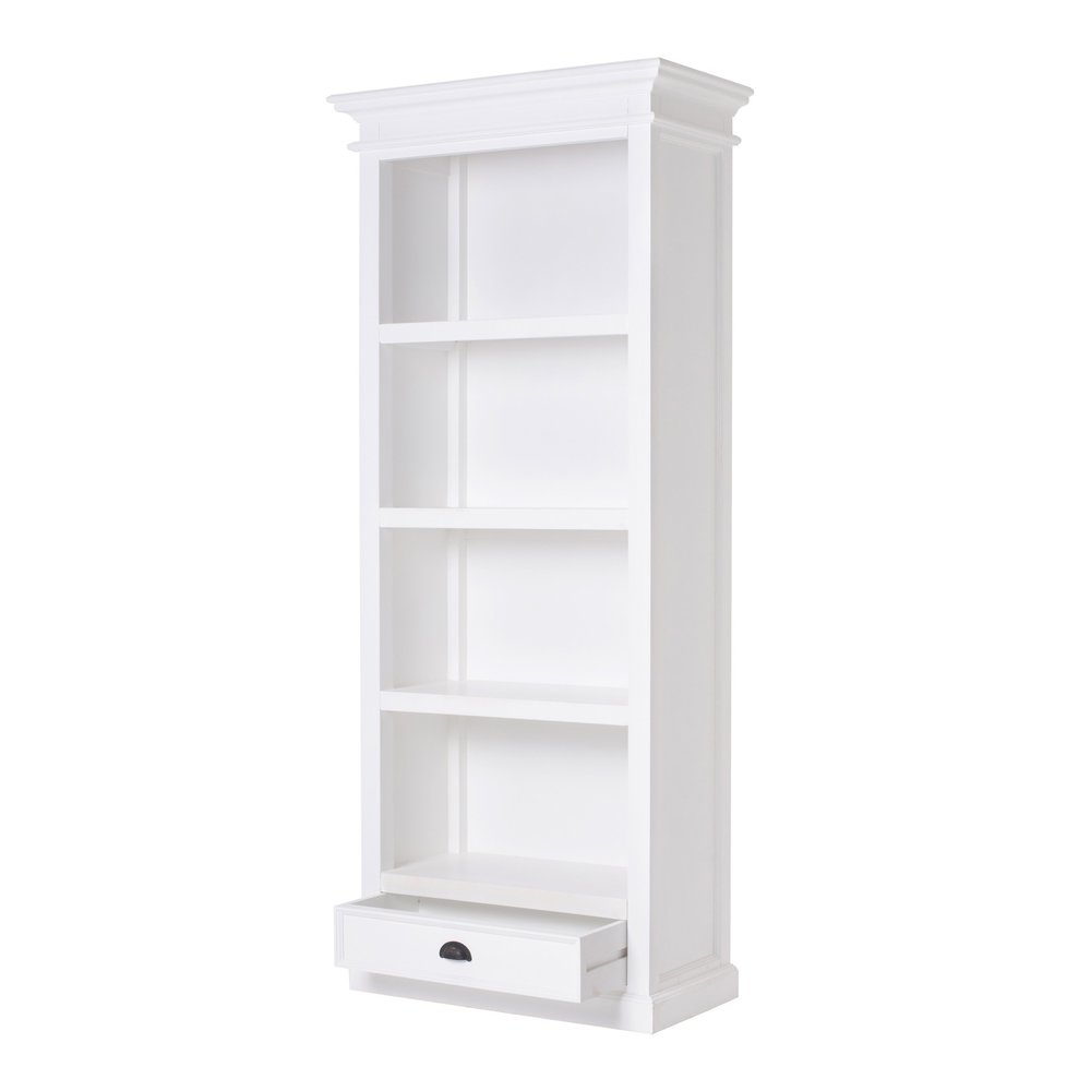 White Solid Wood Four Tier Bookcase