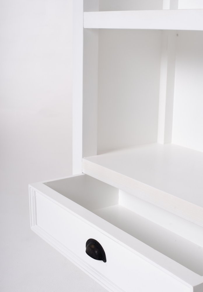 White Solid Wood Four Tier Bookcase